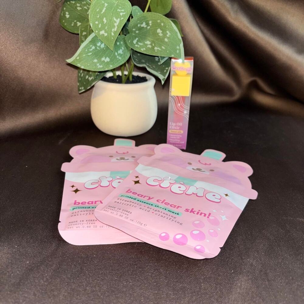 Creme shop sheet mask and lip oil bundle new